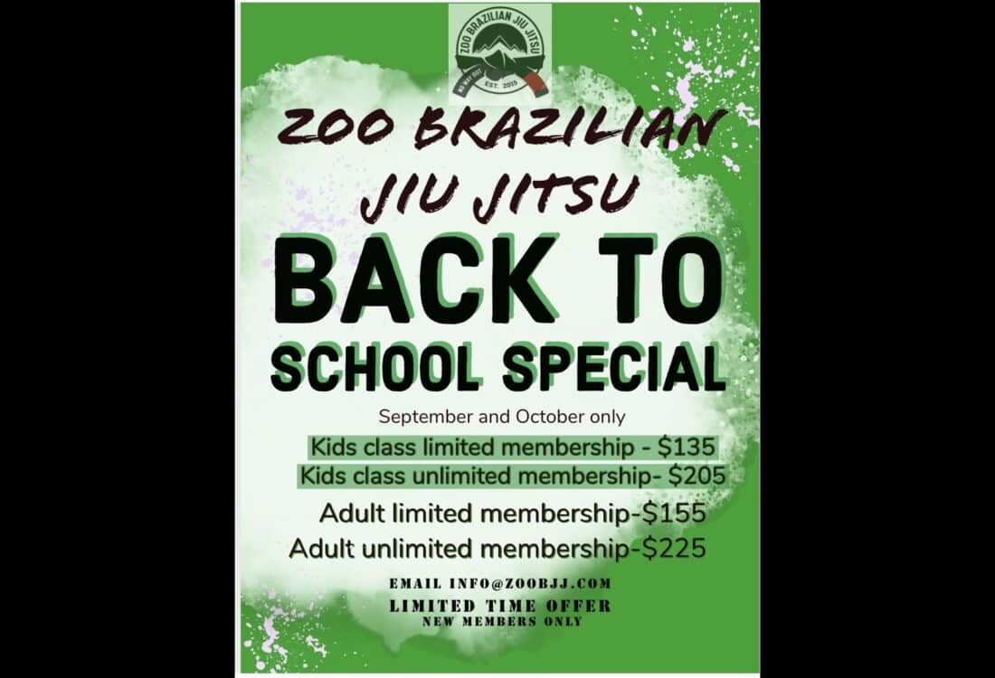 Zoo Brazilian Jiu Jitsu Back to School Special